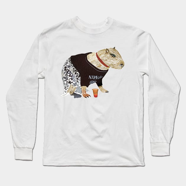 Capybara Nirvana fan Long Sleeve T-Shirt by argiropulo